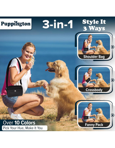 Bolsa de Paseo para Perros Puppington 3 en 1 Negro Onyx