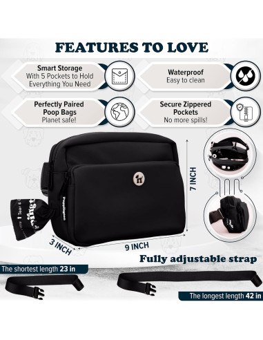 Bolsa de Paseo para Perros Puppington 3 en 1 Negro Onyx