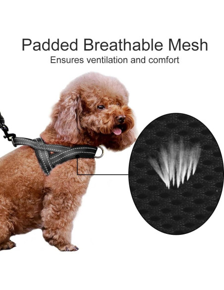 Arnés para Perros Plutus Pet Ajustable Malla Transpirable M Negro
