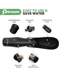 Botella de Agua para Perros Persure 800 ml Negra a Prueba de Fugas 2
