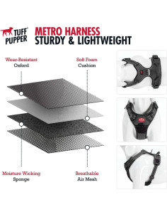 Arnés para Perros Tuff Pupper Mediano Negro Antitirones 2