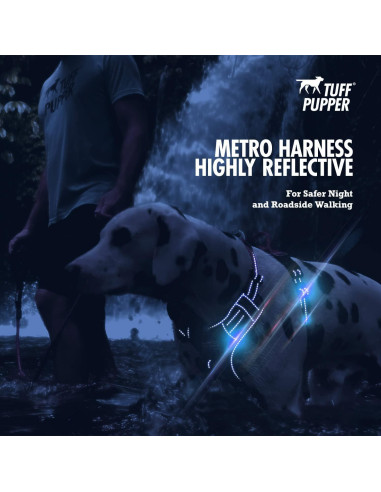 Arnés para Perros Tuff Pupper Mediano Negro Antitirones