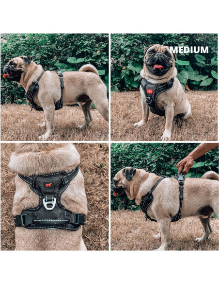 Arnés para Perros Tuff Pupper Mediano Negro Antitirones