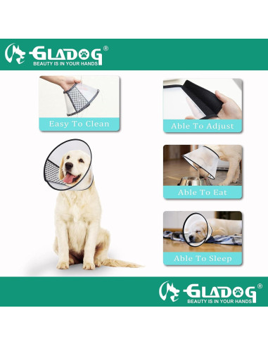 Collar de Cono Suave GLADOG 3 PCS Ajustable para Perros y Gatos