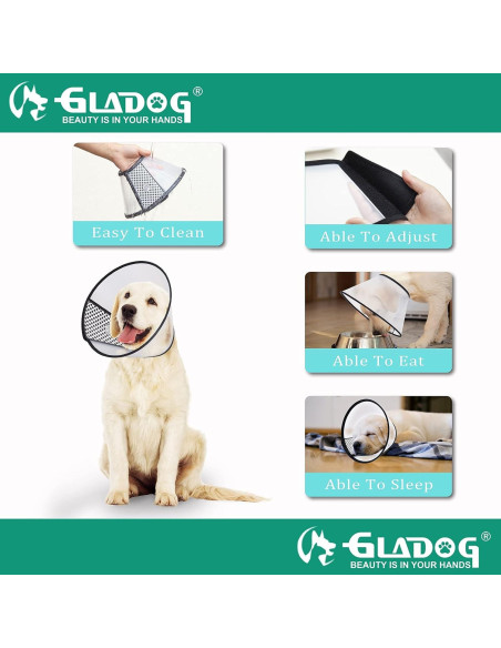 Collar de Cono Suave GLADOG 3 PCS Ajustable para Perros y Gatos