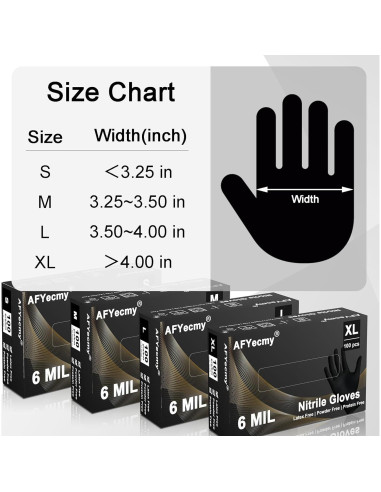 Guantes de Nitrilo Negros 100 Pcs Sin Polvo Antideslizantes