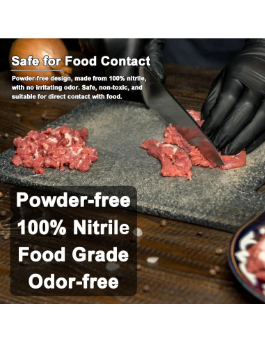 Guantes de Nitrilo Negros 100 Pcs Sin Polvo Antideslizantes