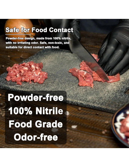 Guantes de Nitrilo Negros 100 Pcs Sin Polvo Antideslizantes