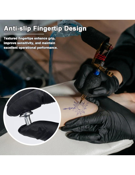 Guantes de Nitrilo Negros 100 Pcs Sin Polvo Antideslizantes