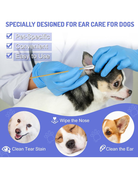 200 Bastones de Algodón Grandes para Oídos de Perro XTM