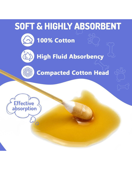 200 Bastones de Algodón Grandes para Oídos de Perro XTM