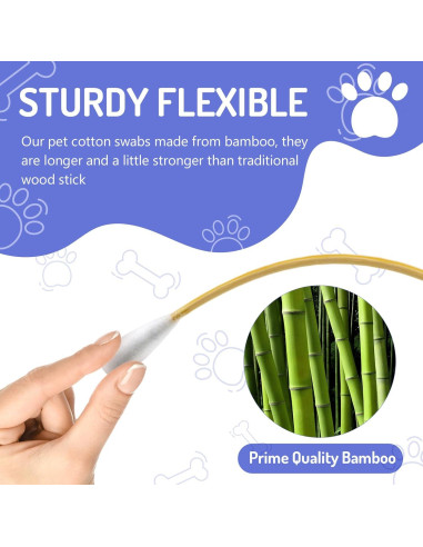 200 Bastones de Algodón Grandes para Oídos de Perro XTM
