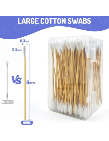 200 Bastones de Algodón Grandes para Oídos de Perro XTM