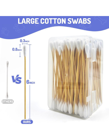 200 Bastones de Algodón Grandes para Oídos de Perro XTM