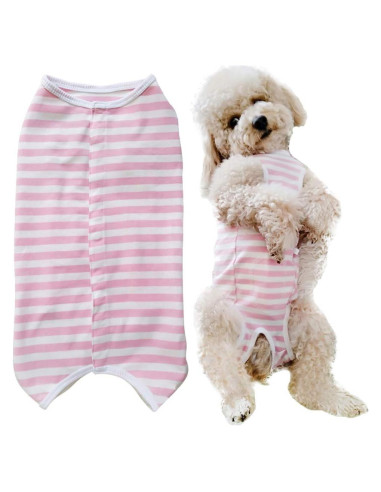 Camisa de Recuperación para Perros Kukaster XL Rayas Rosa
