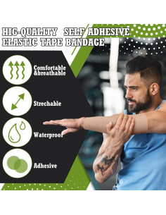 Tondiamo 8 Rollos Cinta Adhesiva Elástica Vendaje Médico 15 cm x 4,57 m 2