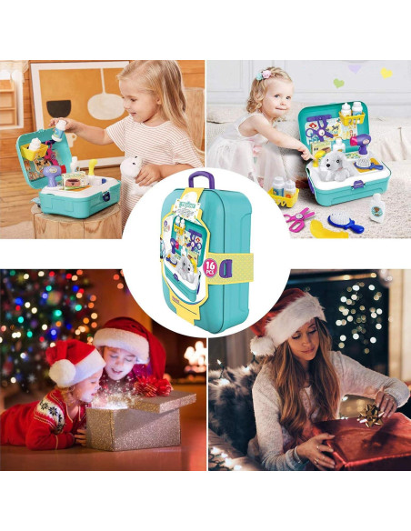 Juego de Cuidado de Mascotas TEUVO 16 Piezas Veterinario