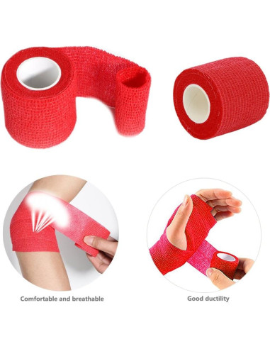 Cinta de Vendaje Autoadherente FOU 6 Paquetes 5 Yardas Rojo
