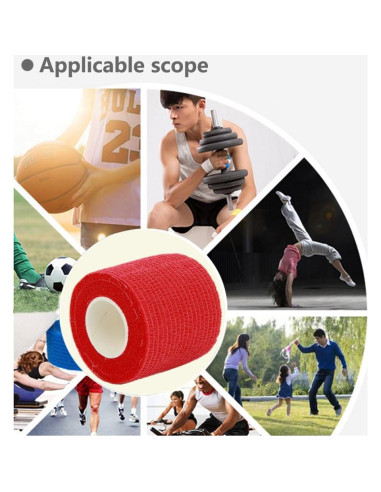 Cinta de Vendaje Autoadherente FOU 6 Paquetes 5 Yardas Rojo