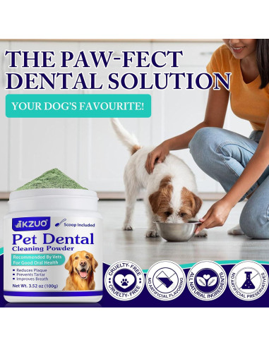 Polvo Dental KZUO para Perros y Gatos - Limpieza Efectiva