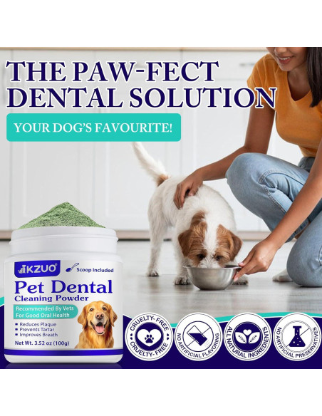 Polvo Dental KZUO para Perros y Gatos - Limpieza Efectiva