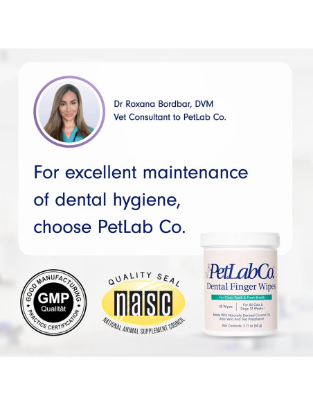 Toallitas Dentales para Dedos PetLab Co. - Higiene Oral Mascotas