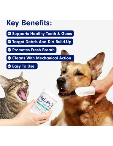 Toallitas Dentales para Dedos PetLab Co. - Higiene Oral Mascotas