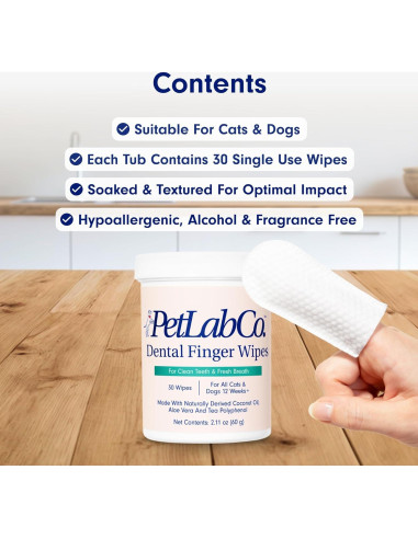 Toallitas Dentales para Dedos PetLab Co. - Higiene Oral Mascotas