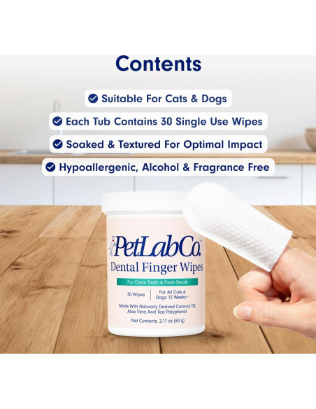 Toallitas Dentales para Dedos PetLab Co. - Higiene Oral Mascotas