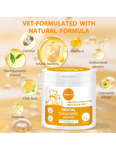 Toallitas Dentales Volmees para Perros y Gatos 50 Piezas