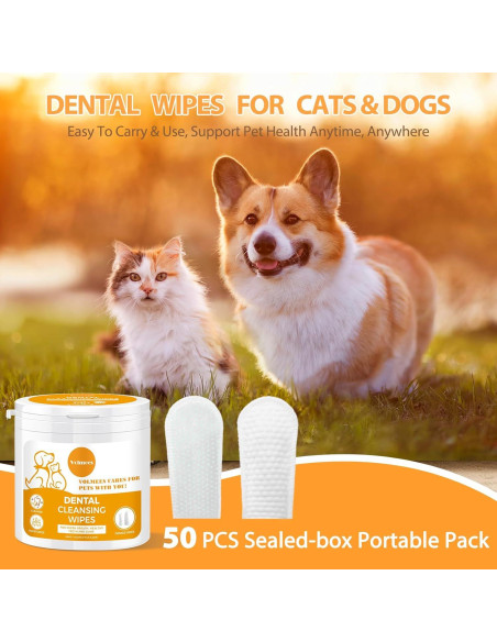 Toallitas Dentales Volmees para Perros y Gatos 50 Piezas