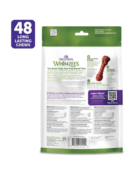 WHIMZEES Brushzees Golosinas Dentales para Perros 48 Unidades