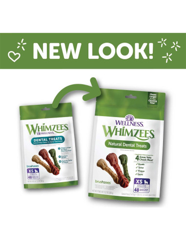 WHIMZEES Brushzees Golosinas Dentales para Perros 48 Unidades