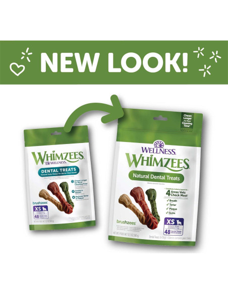 WHIMZEES Brushzees Golosinas Dentales para Perros 48 Unidades