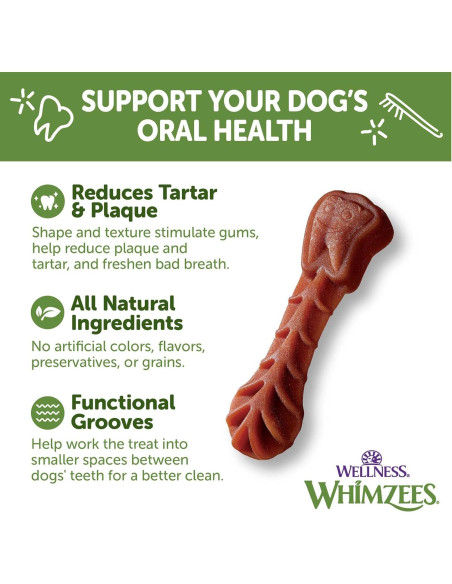 WHIMZEES Brushzees Golosinas Dentales para Perros 48 Unidades
