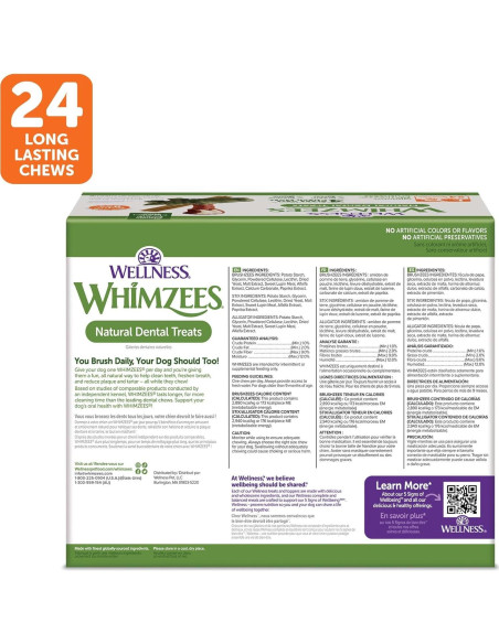 Golosinas Dentales Naturales Wellness WHIMZEES 24 Unidades