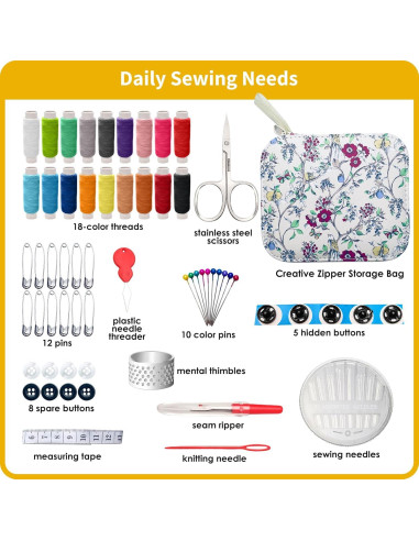 Kit de Costura 88 PCS XWYQSLJY con Bolsa de Cuero Compacta