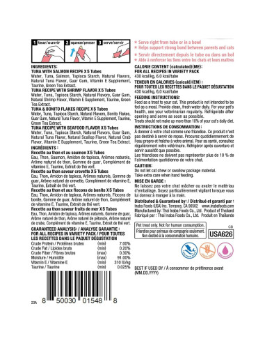 Golosinas para Gatos INABA Churu 20 Tubos 0.5 Onzas Mariscos