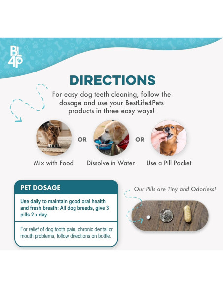 Suplemento Natural para Mal Aliento Canino BestLife4Pets 400 Pastillas