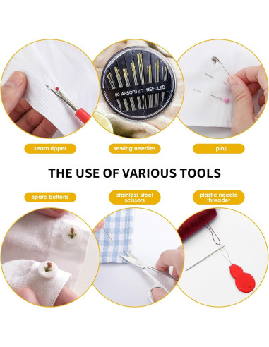 Kit de Costura 88 PCS XWYQSLJY con Bolsa de Cuero Compacta