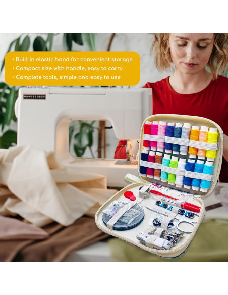 Kit de Costura 88 PCS XWYQSLJY con Bolsa de Cuero Compacta
