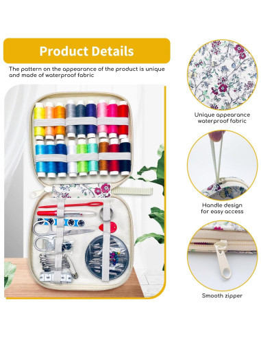 Kit de Costura 88 PCS XWYQSLJY con Bolsa de Cuero Compacta