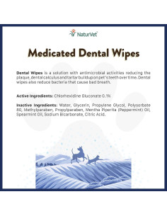 Toallitas Dentales Medicadas NaturVet para Perros y Gatos 50 Unidades 2