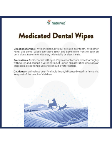 Toallitas Dentales Medicadas NaturVet para Perros y Gatos 50 Unidades
