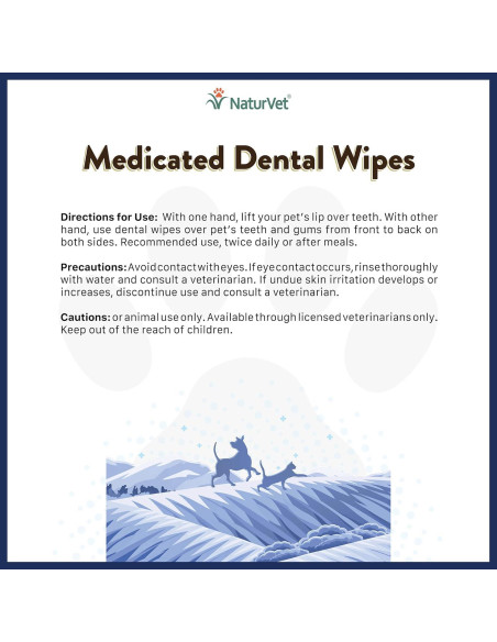 Toallitas Dentales Medicadas NaturVet para Perros y Gatos 50 Unidades