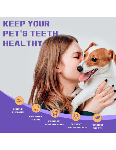 Toallitas de limpieza dental para perros y gatos RosyLife 55 unidades