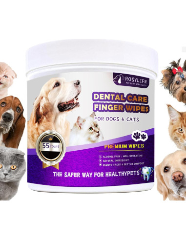Toallitas de limpieza dental para perros y gatos RosyLife 55 unidades