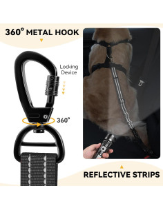 Cinturón de Seguridad para Perros Pawaboo 3-en-1 Negro 2