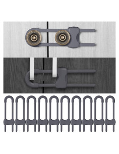 Jetec 10 Cerraduras de Gabinete para Niños Ajustables Gris