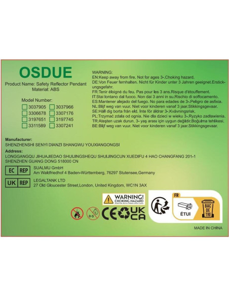 Colgante Reflector de Seguridad OSDUE 16 Piezas Mascotas